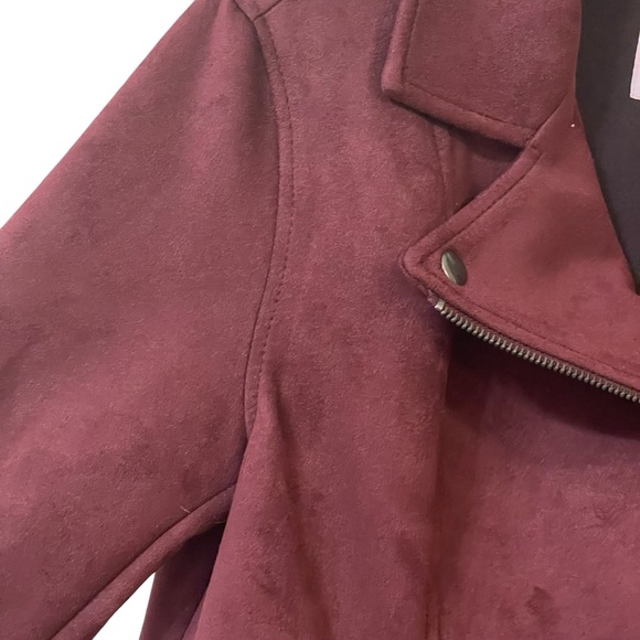 Old‎ Navy Faux Suede Maroon Moto Biker Jacket - Picture 4 of 13